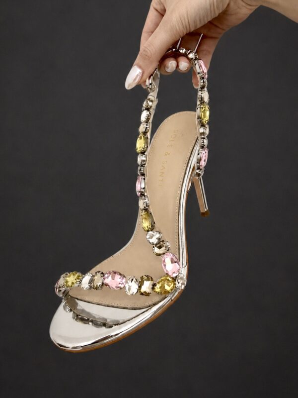 Kira Heeled Sandals - Pink & Yellow Rhinestones
